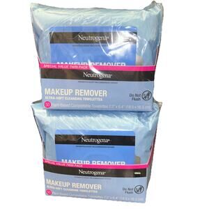 2 Packs (50 in each) 100 Total Neutrogena Ultra-Soft Makeup Remover Wipes SEALED
